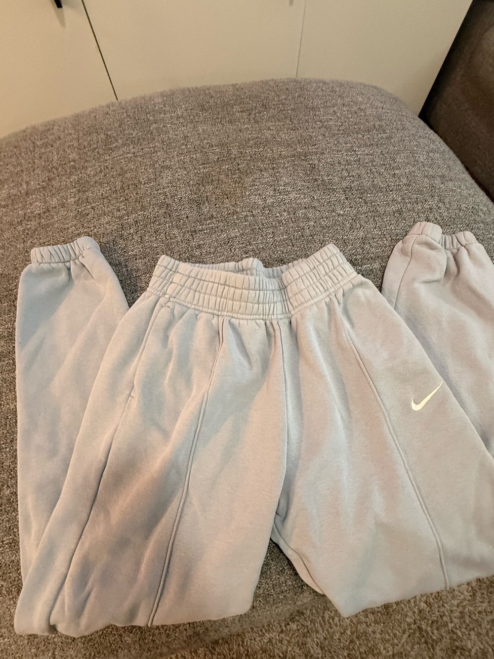 Nike Kids Light Gray Sweatpants with White Swoosh
